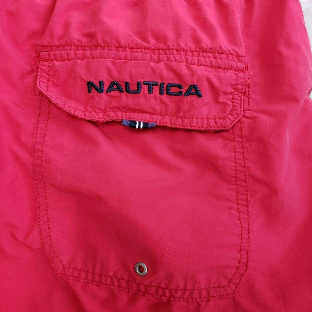 VTG NAUTICA Swim Trunks Shorts Red White Blue XXL - Picture 4 of 8